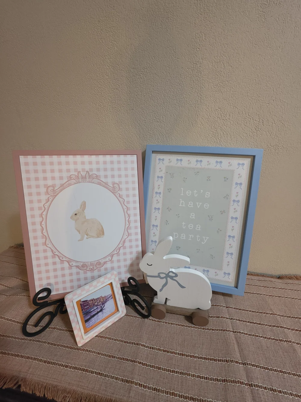 Hobby Lobby Pink & Blue Bunny Framed Art Set